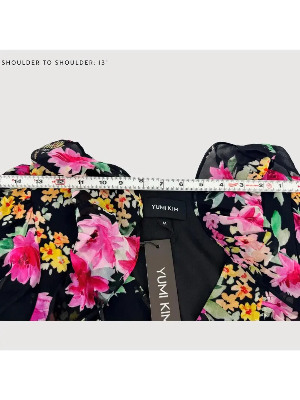 Yumi Kim Hailey Floral Mini Dress Black Silk Feel NWT M - Picture 8 of 9